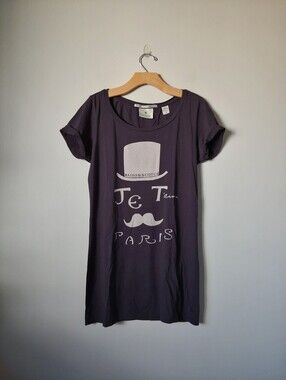 Maison Scotch Long Cotton T-Shirt Short Sleeve Grey Size Medium